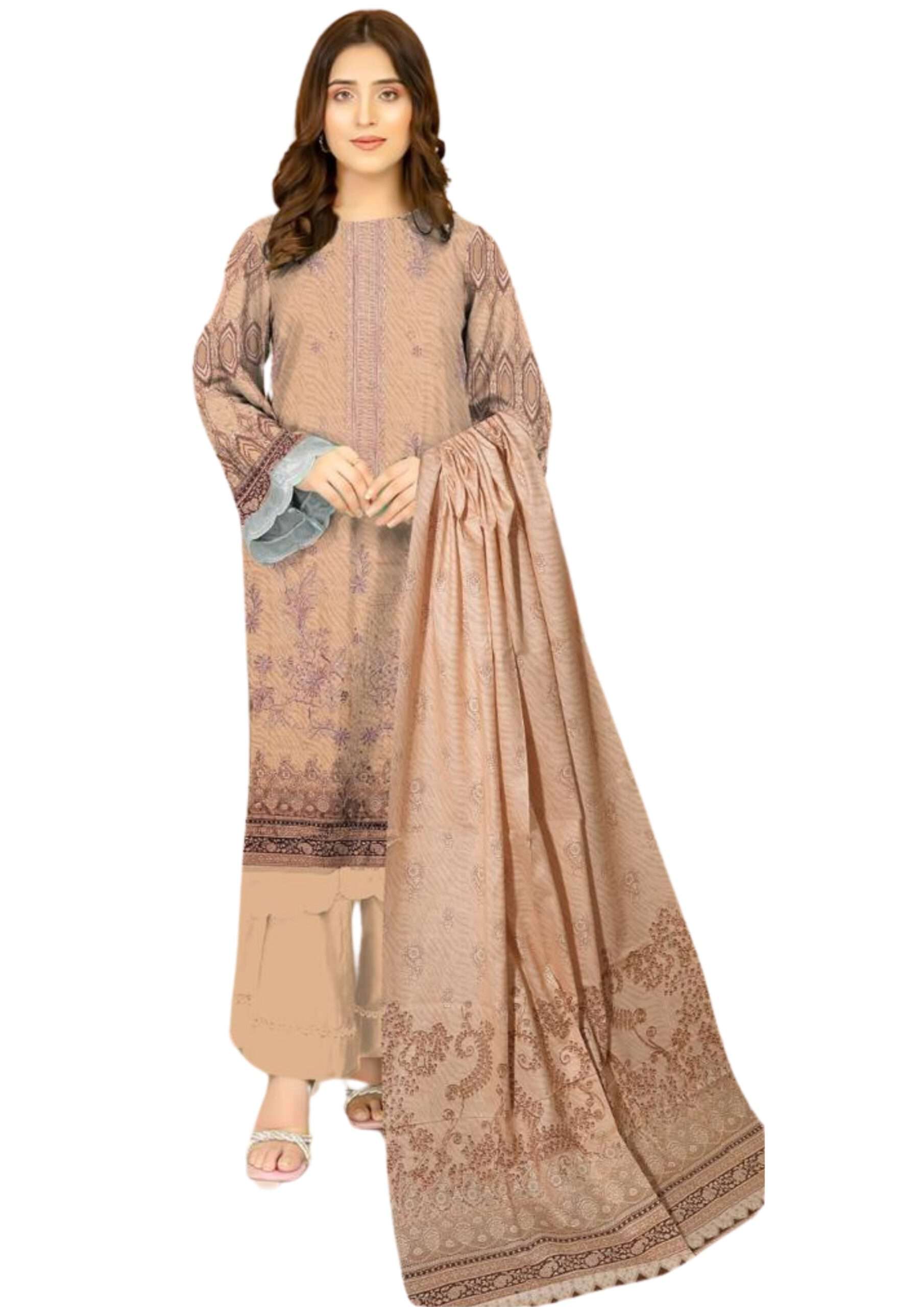 Farat Digital PRINT KHADAR EMBROIDERY 05-2 Luxury Pakistani Unstitched Dresses - Fatima’s Boutique