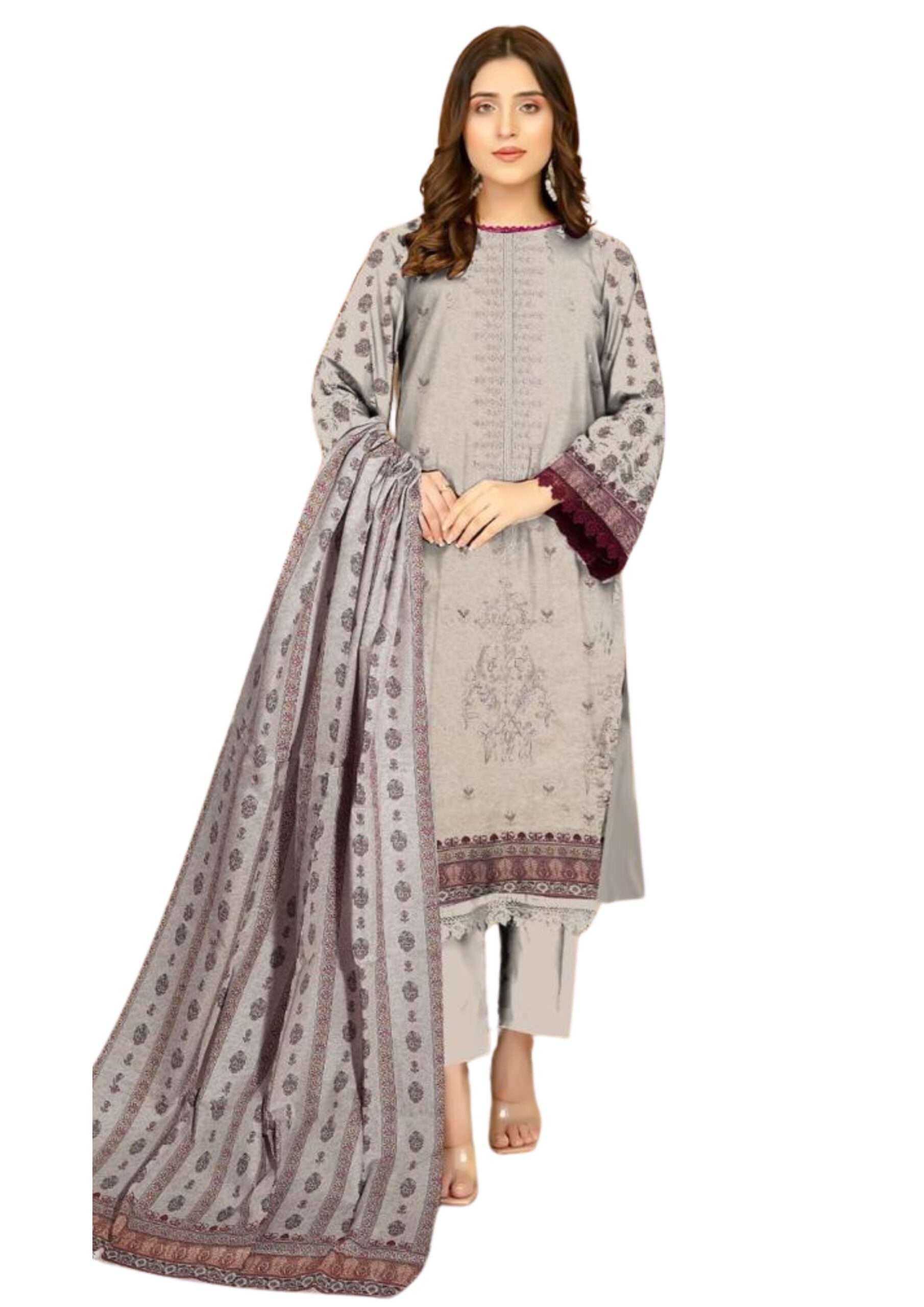 Farat Digital PRINT KHADAR EMBROIDERY 09-2 Luxury Pakistani Unstitched Dresses - Fatima’s Boutique