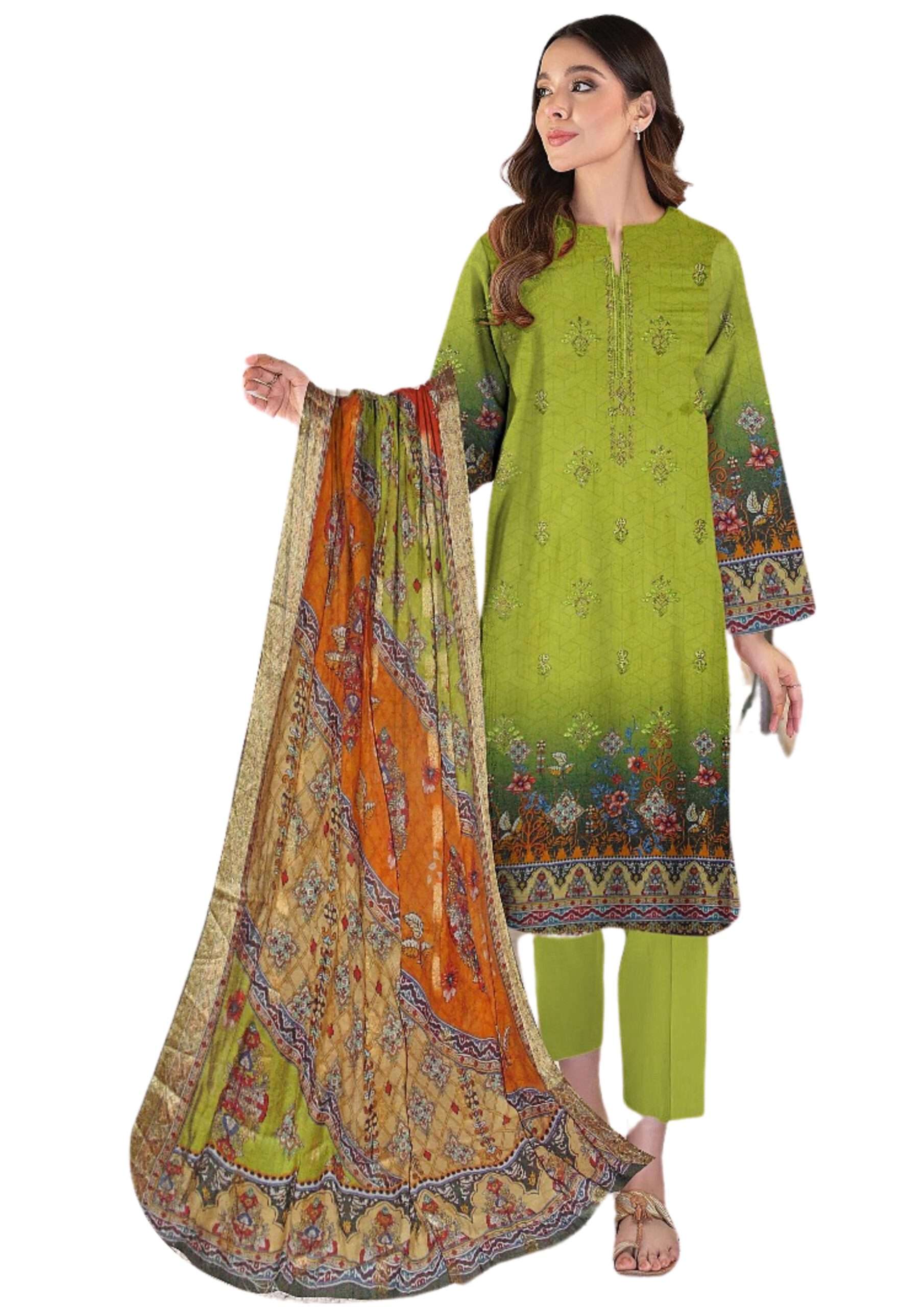 Gulmina Sapphire DIGITAL LUXURY EMBROIDERED LAWN FULL FRONT SEQUENCE EMBROIDERY 10-1 Luxury Pakistani Unstitched Dresses - Fatima’s Boutique